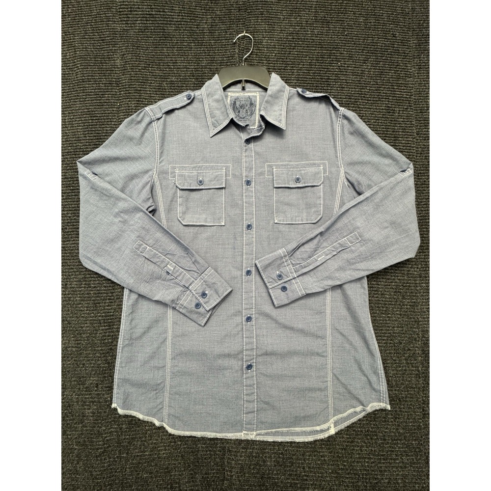 Vintage Calvin Klein Mens Medium Gray Utility Shirt 100% Cotton Y2K